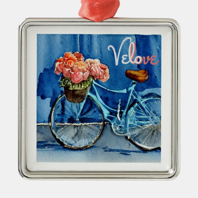 Velo Love Cycling Metal Ornament (Front)
