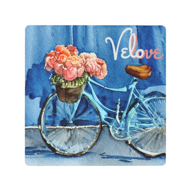 Velo Love Cycling Metal Print (Front)