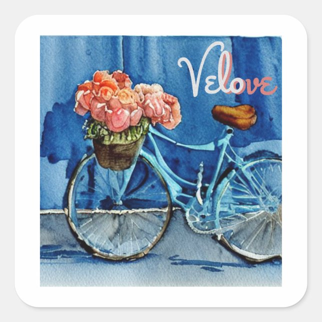 Velo Love Cycling Square Sticker (Front)