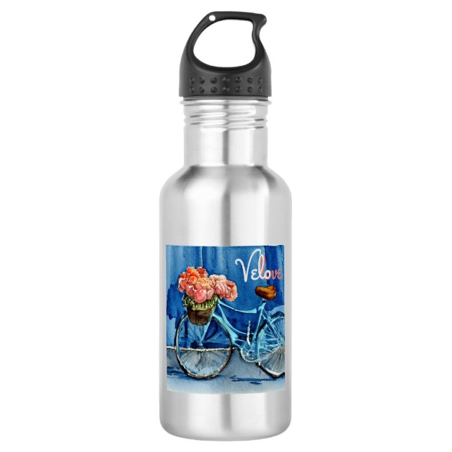 Velo Love Cycling Stainless Steel Water Bottle (Front)