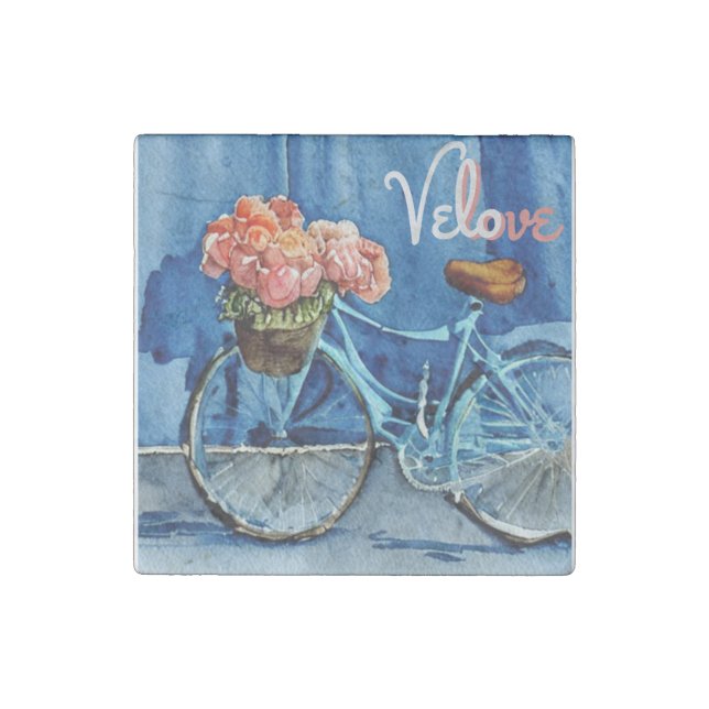 Velo Love Cycling Stone Magnet (Front)