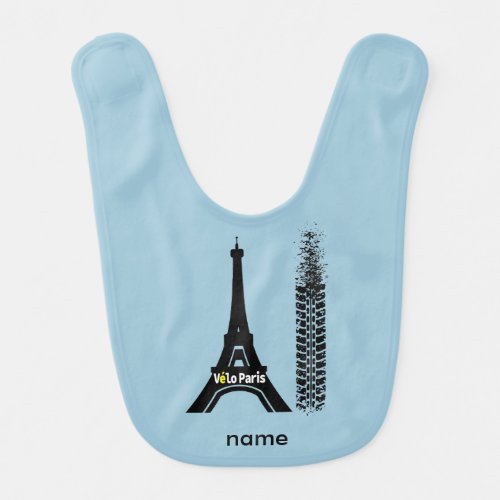 Velo Paris Bike Eiffel Tower Baby Bib