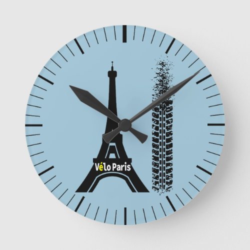 Velo Paris Bike Eiffel Tower Round Clock