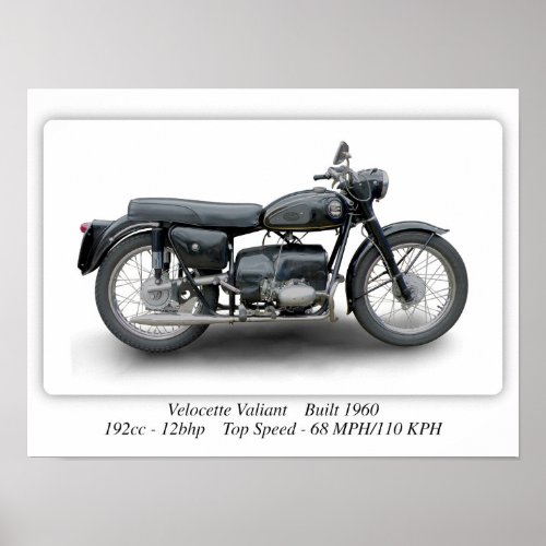 Velocette Valiant Motorcycle _ A3 Poster