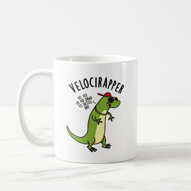 Veloci-rapper Funny Dinosaur Pun  Coffee Mug (Left)