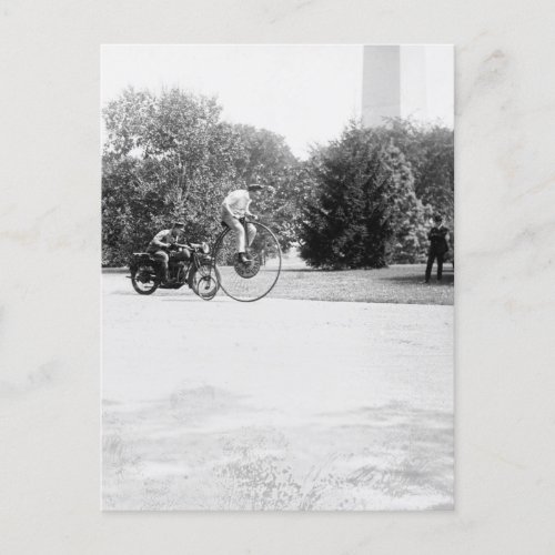 Velocipede and Motorcycle Postcard