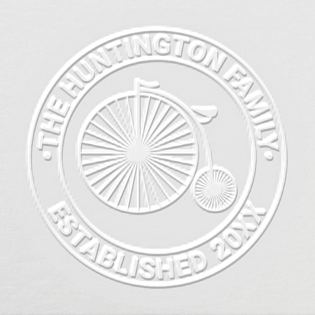Velocipede Penny Farthing Family Name Date Est Embosser (Design)
