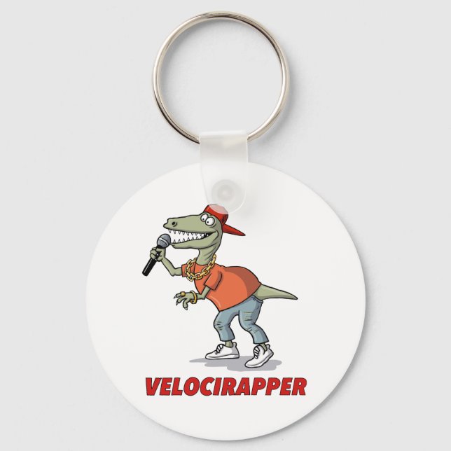 'Velocirapper' Tee Shirt. Keychain (Front)