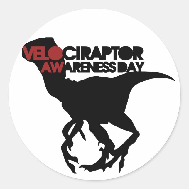 Velociraptor Awareness Day Classic Round Sticker (Front)