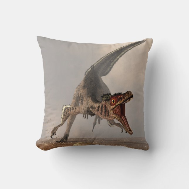 Velociraptor Chase Throw Pillow (Front)