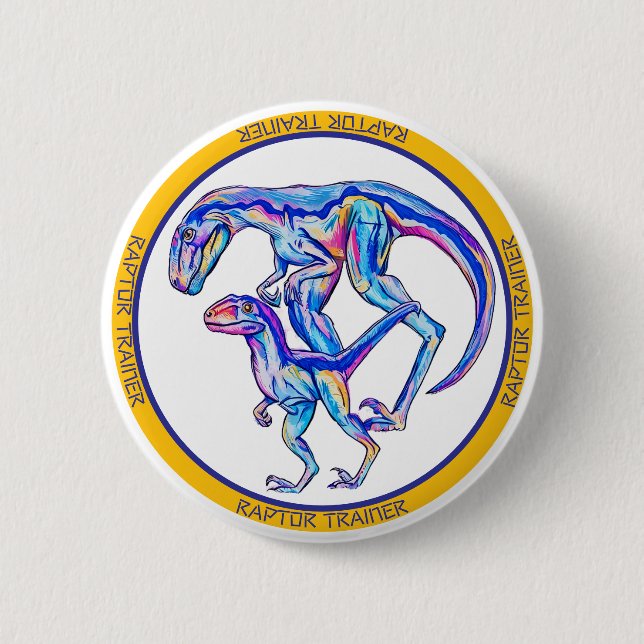 Velociraptor Cool Dinosaur  Button (Front)