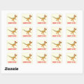 Velociraptor Dinosaur Festive Funny Raptor Slogan Square Sticker | Zazzle