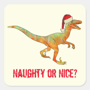 Velociraptor Dinosaur Festive Funny Raptor Slogan Square Sticker
