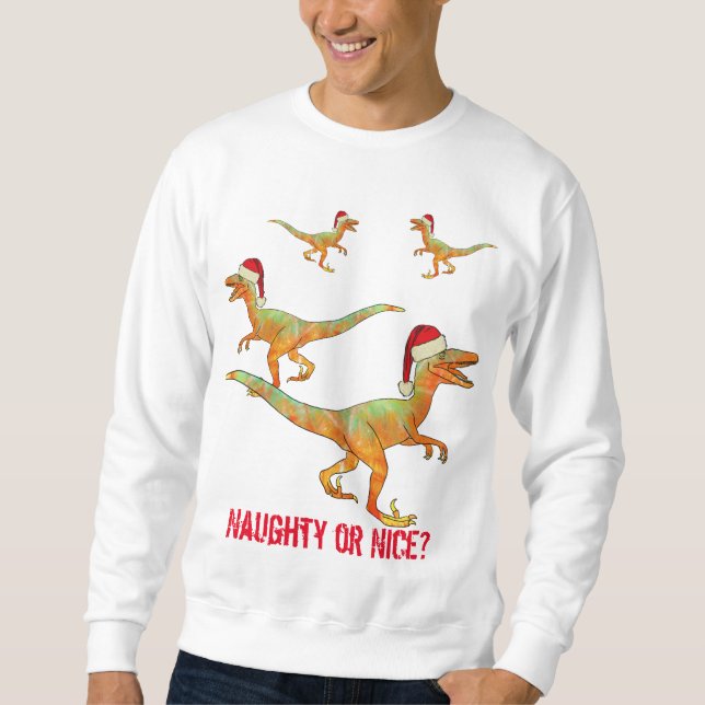 Velociraptor Dinosaur Funny christmas Slogan Sweatshirt (Front)