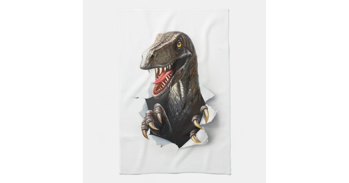 Velociraptor Dinosaur Kitchen Towel | Zazzle