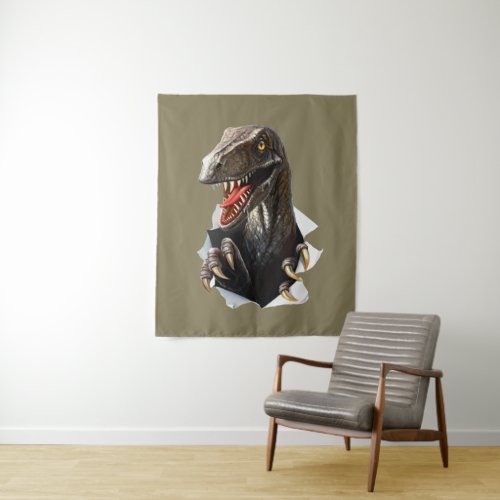 Velociraptor Dinosaur Medium Wall Tapestry