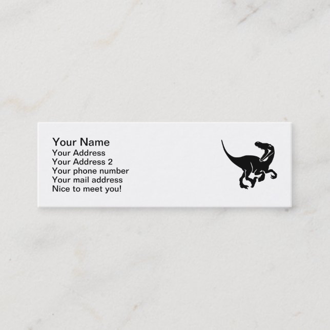 Velociraptor dinosaur mini business card (Front)