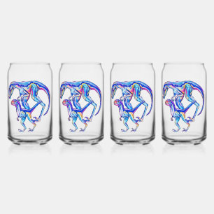 Velociraptor Dinosaur Mom & Baby  Can Glass