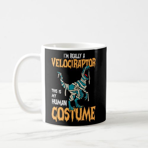 Velociraptor Dinosaur Mummy Pumpkin Halloween Coffee Mug
