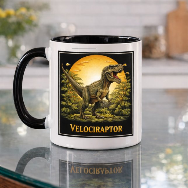 Velociraptor Dinosaur Prehistoric Moon Mug (Creator Uploaded)
