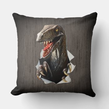 Velociraptor Dinosaur Throw Pillow by FantasyPillows at Zazzle
