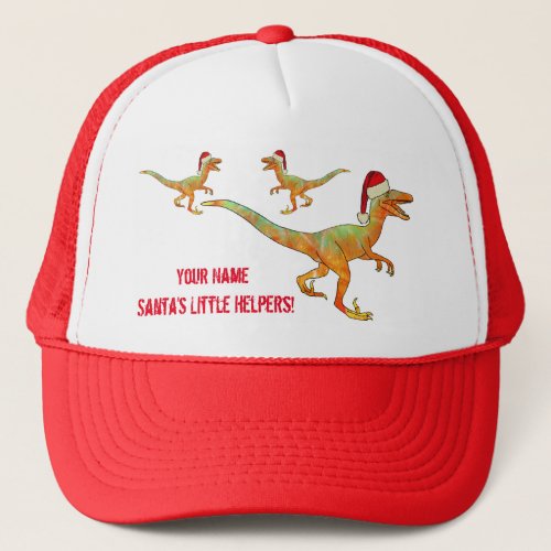 Velociraptor Funny Festive Raptor Dinosaur Slogan  Trucker Hat