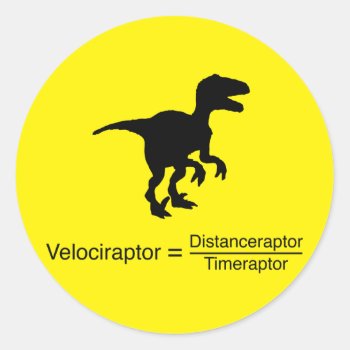 Velociraptor Funny Science Classic Round Sticker by OblivionHead at Zazzle