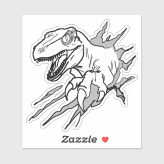 Velociraptor Line Art Claw Metal Vinyl Sticker
