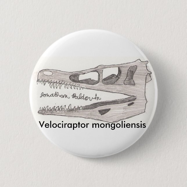 Velociraptor mongoliensis pinback button (Front)