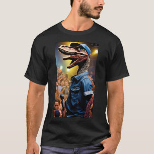 Velociraptor Rap Star T-Shirt Design