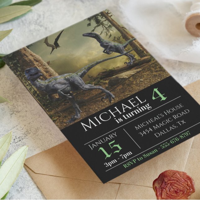 Velociraptor Raptor Birthday Party  Invitation (Creator Uploaded)