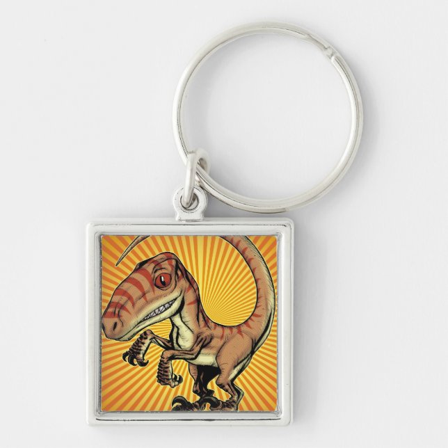 Velociraptor Raptor Dinosaur by Marco D Carillo Keychain (Front)
