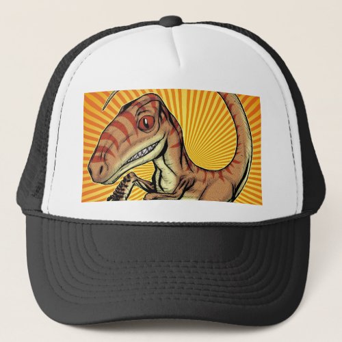 Velociraptor Raptor Dinosaur by Marco D Carillo Trucker Hat