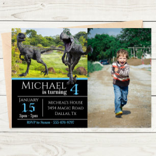 Velociraptor Raptor Photo Birthday  Invitation
