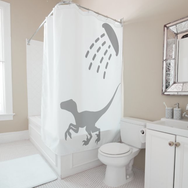 Velociraptor Shower Curtain (In Situ)