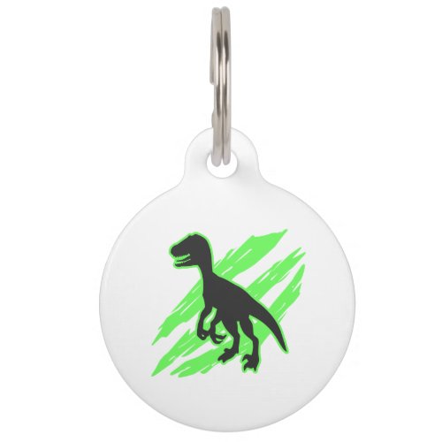 Velociraptor silhouette _ Choose background color Pet ID Tag