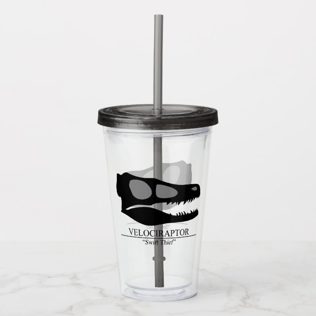 Velociraptor Skull Acrylic Tumbler (Front)