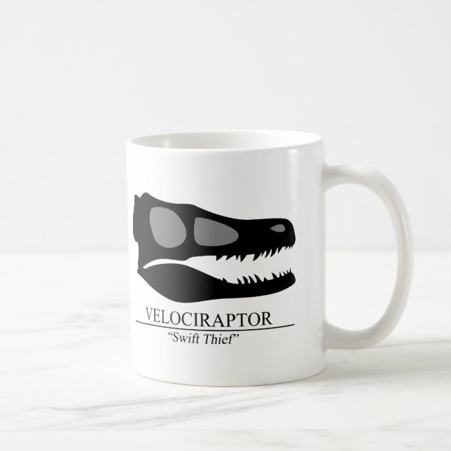 Velociraptor Skull Coffee Mug (Right)
