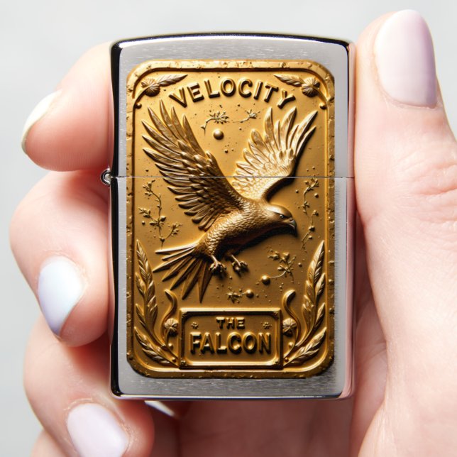 Velocity Falcon Rustic Golden Raptor Zippo Lighter (In Hand)