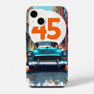 Velocity of 45: A Retro Celebration in Motion iPhone 14 Case