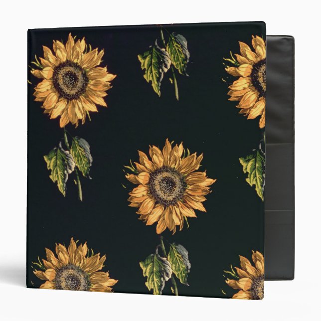 Velours au Sabre silk decoration of Sunflowers Binder (Front/Inside)