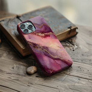 Velvet Amethyst – Purple Pink & Gold Marble Phone iPhone 16 Case