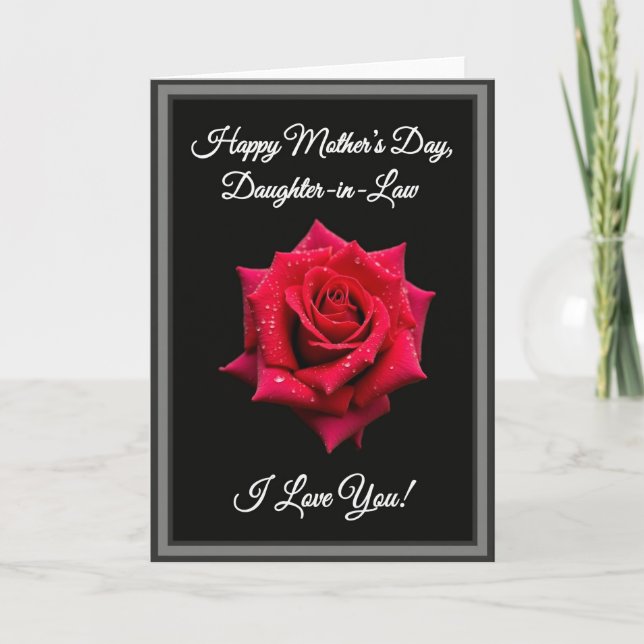 Velvet Black Rose Mothers Card (Front)