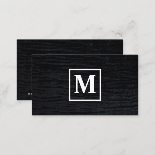 Velvet Black with Monogram Square Business Card