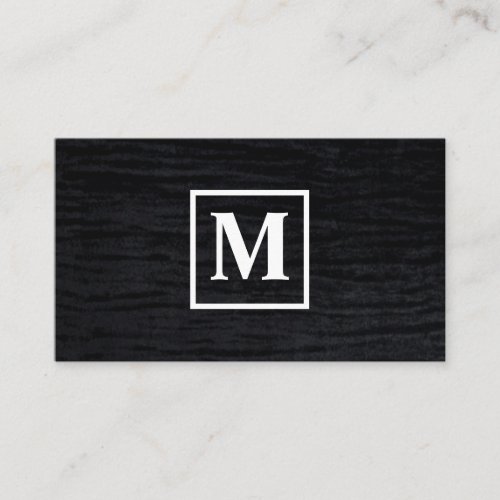 Velvet Black with Monogram Square Business Card