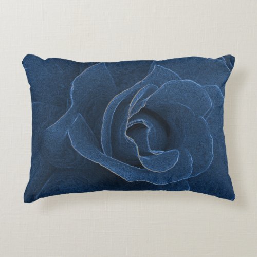 Velvet blue rose accent pillow