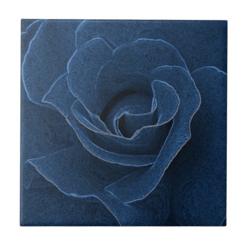 Velvet blue rose ceramic tile