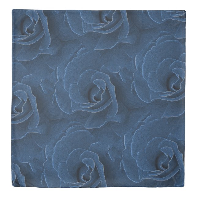 Velvet blue rose duvet cover (Front)