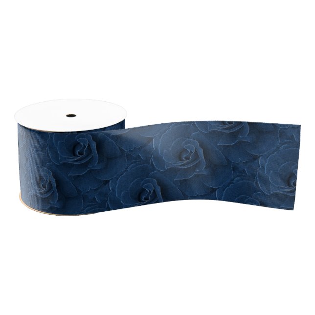 Velvet blue rose grosgrain ribbon (Spool)