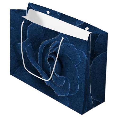 Velvet blue rose large gift bag